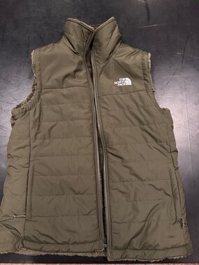 The North Face Olive Green Quilted Sherpa-Lined Men’s Vest